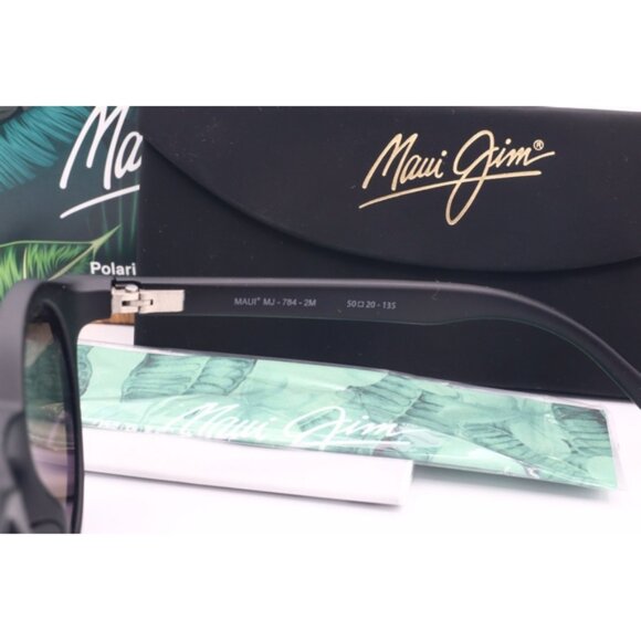 Maui Jim PINEAPPLE MJ784-2M Black Oval Sunglasses Blue polarized Lenses 50mm